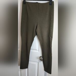 Lysse new york knit leggings control waist sz L green muli-texture side leg